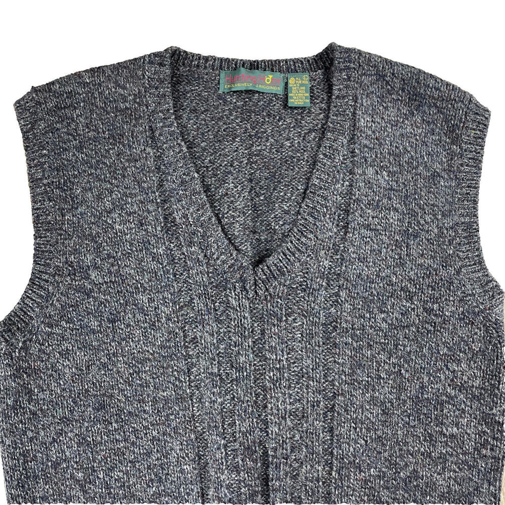 HUNTING HORN Shetland Wool Donegal Tweed Sweater Vest Men’s L VTG J Riggings USA